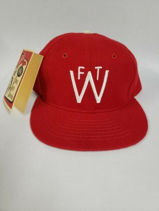 Rare Vintage Ebbets Field Flannels 100 Wool Made In Usa White & Red Hat 7 1/2