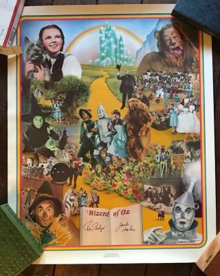 Wizard Of Oz Hand Signed Poster Ray Bolger Jack Haley With Certificate Rare