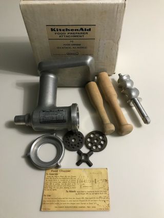 Rare Kitchenaid Fg Food Chopper Meat Grinder Metal Attachment Hobart Mixer