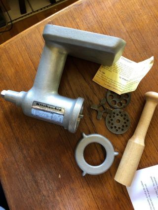 Rare Kitchenaid Fg Food Chopper Meat Grinder Metal Attachment Hobart Mixer