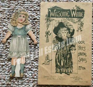 Rare Raphael Tuck & Sons " Winsome Winnie " No.  104 Our Pets Dressing Series Doll