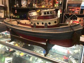 Vtg 1950s Stuart Live Steam Engine Model Tug Boat - No Engine - See Desc