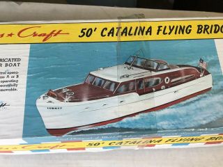 Sterling Chris Craft Flying Bridge Cruiser Wooden Boat Model Complete Unstarted