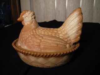 Eapg Greentown Glass Chocolate Hen On Nest