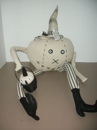 Allstate Floral & Craft Black & White Jol Halloween Shelf Sitter Primitive Doll